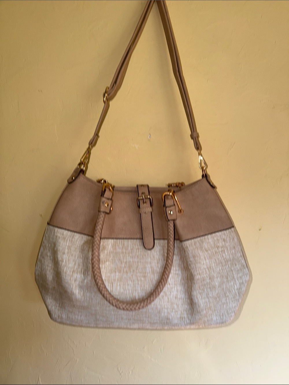 Black Rivet brand Neutral Tan & Cream Shoulder Bag - Classic Women's Tote JS-128